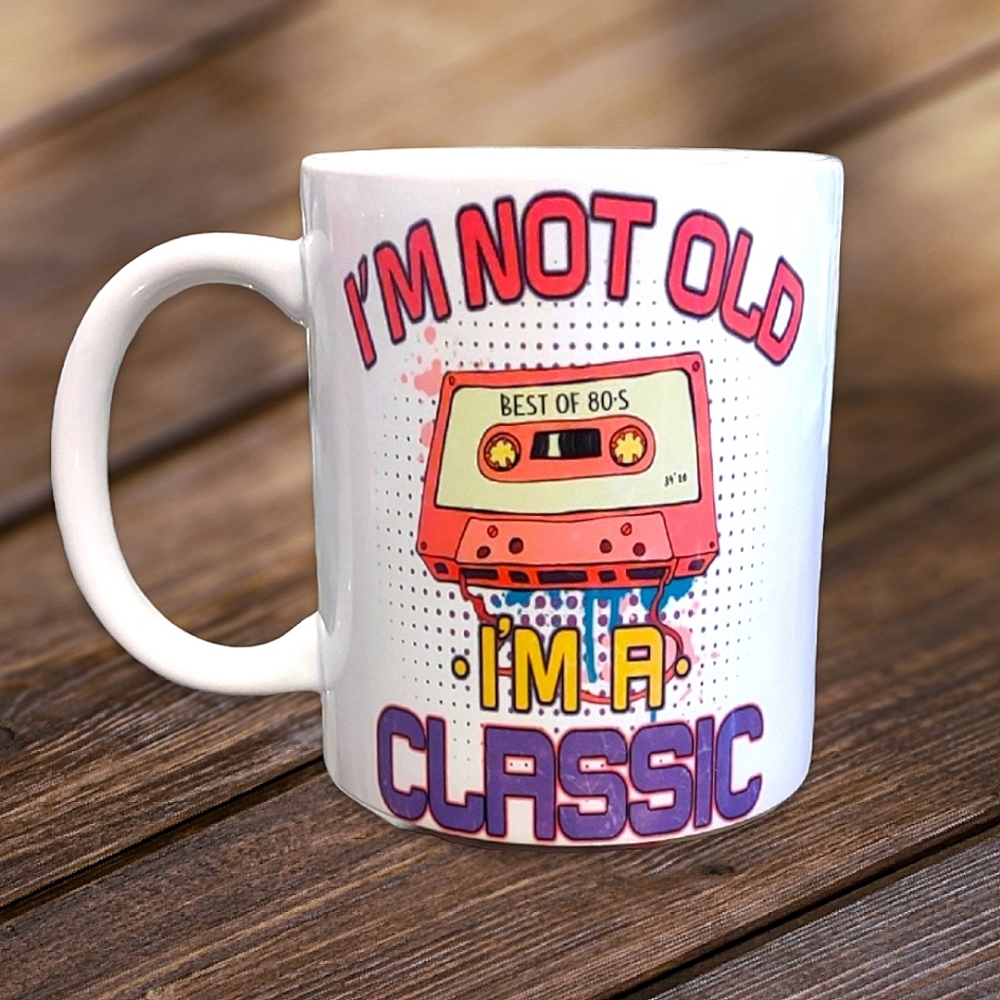 Cricut Classic Cassette Mug - White and Pink